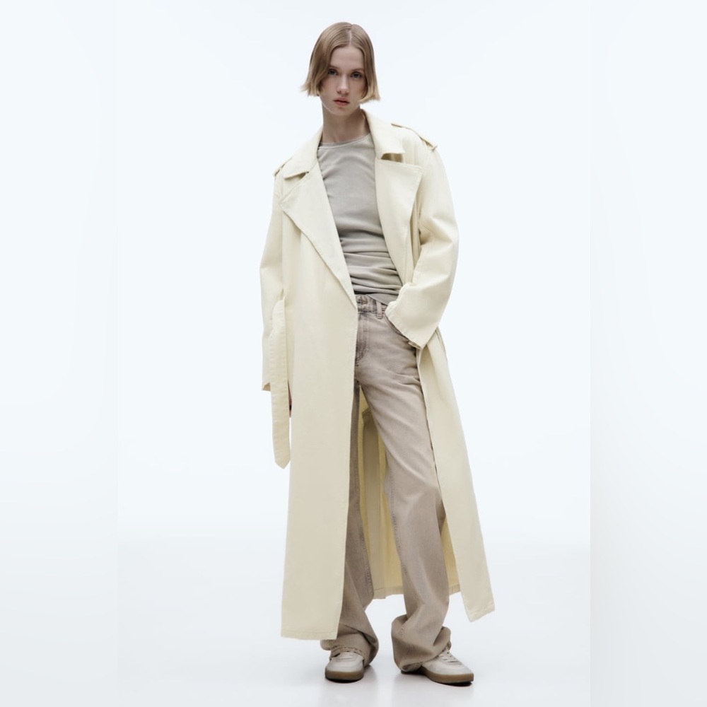 Zara BELTED COTTON TOPCOAT - Picture 3 of 11